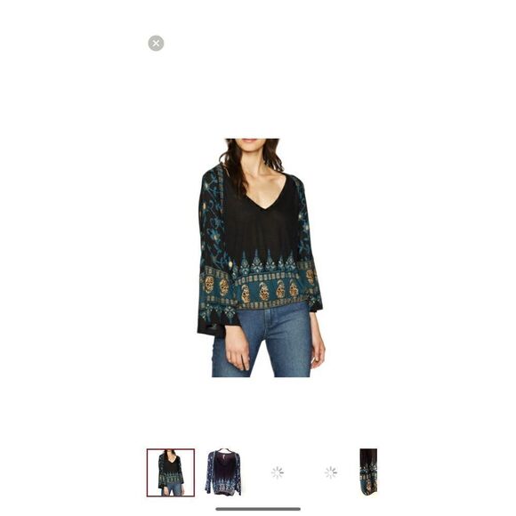 FREE PEOPLE MEDALLION PRINT TOP BLOUSE SIZE XS RUNS LARGE - Picture 1 of 5